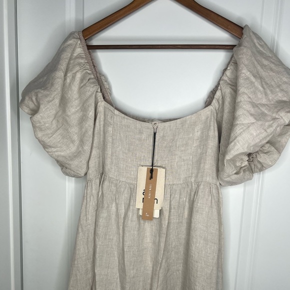 A.REN Candace 100% Linen Off White Maxi Dress - Picture 7 of 14